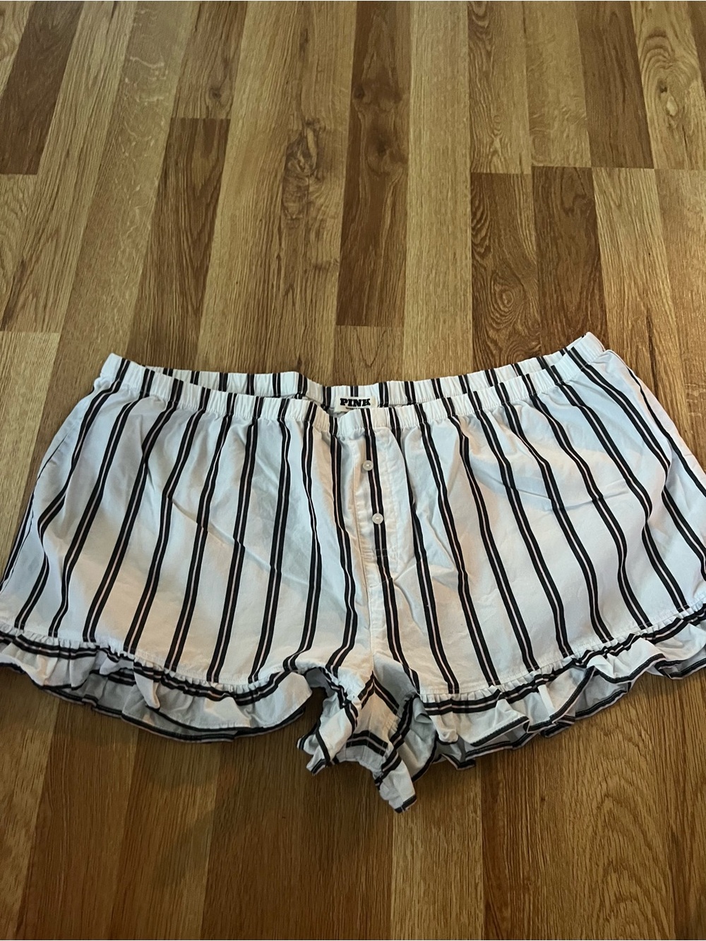 PINK Victoria's Secret White Sleep Shorts with Black Stripes